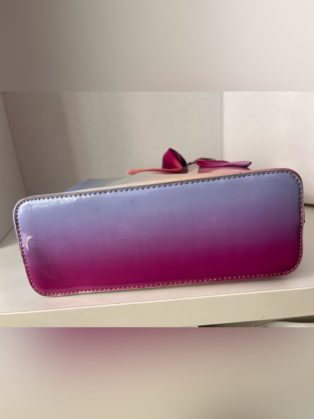 Betsey Johnson Pink, Lilac & Cream Gradient Mini Satchel with Bow - Picture 7 of 9